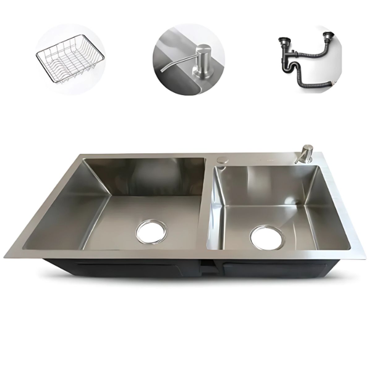 FRATELLI - LAVADERO DE COCINA ACERO SATINADO  2 POZAS PRM-7843S