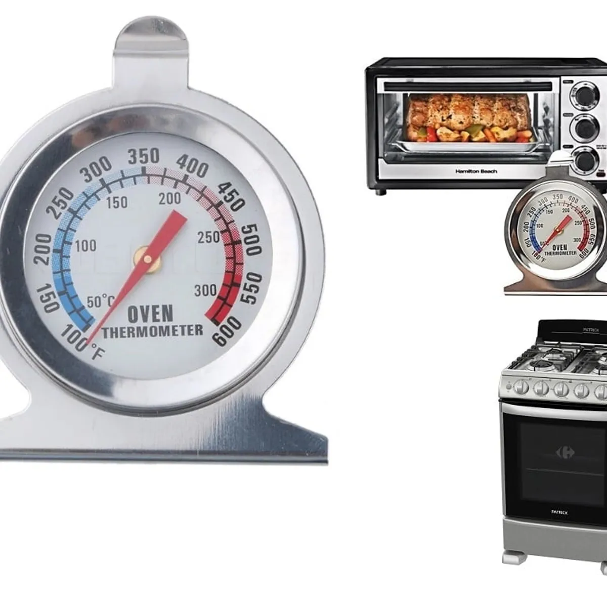 GENERICO - Termómetro Acero Inoxidable Para Horno Cocina Gas Tipo Colgador