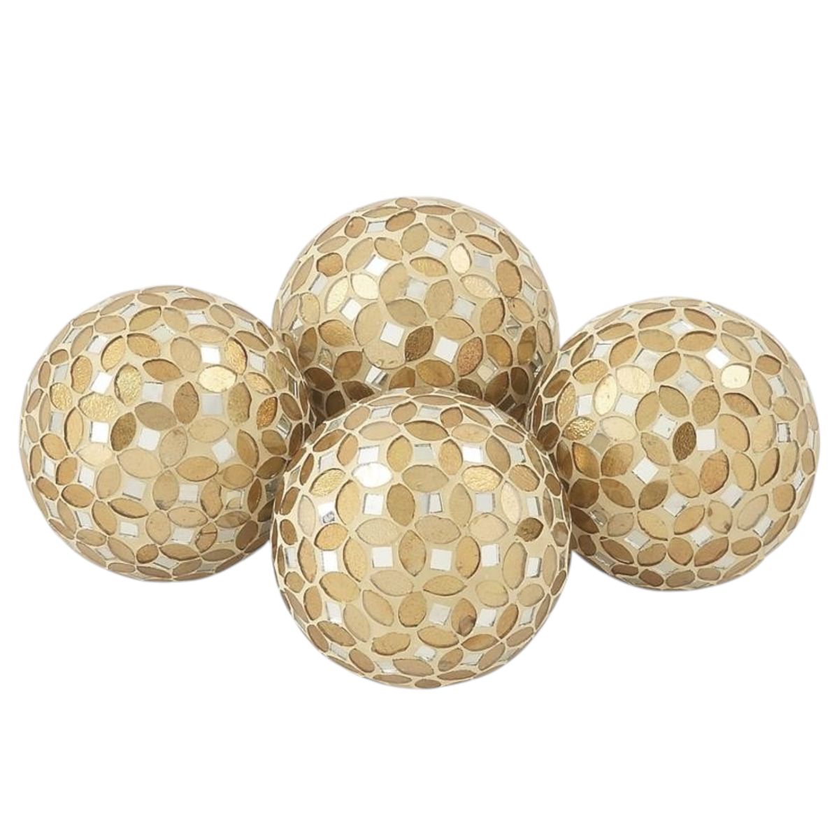 GENERICO - Esfera Mosaico Espejo Dorado  Set x4