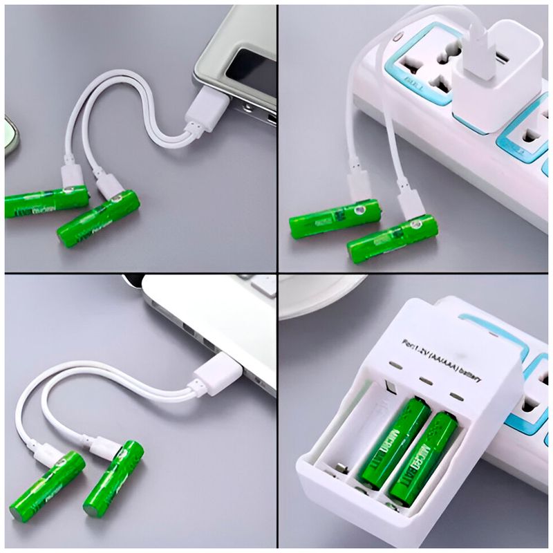 GENERICO - Pilas recargables AAA USB de 2000 mAh