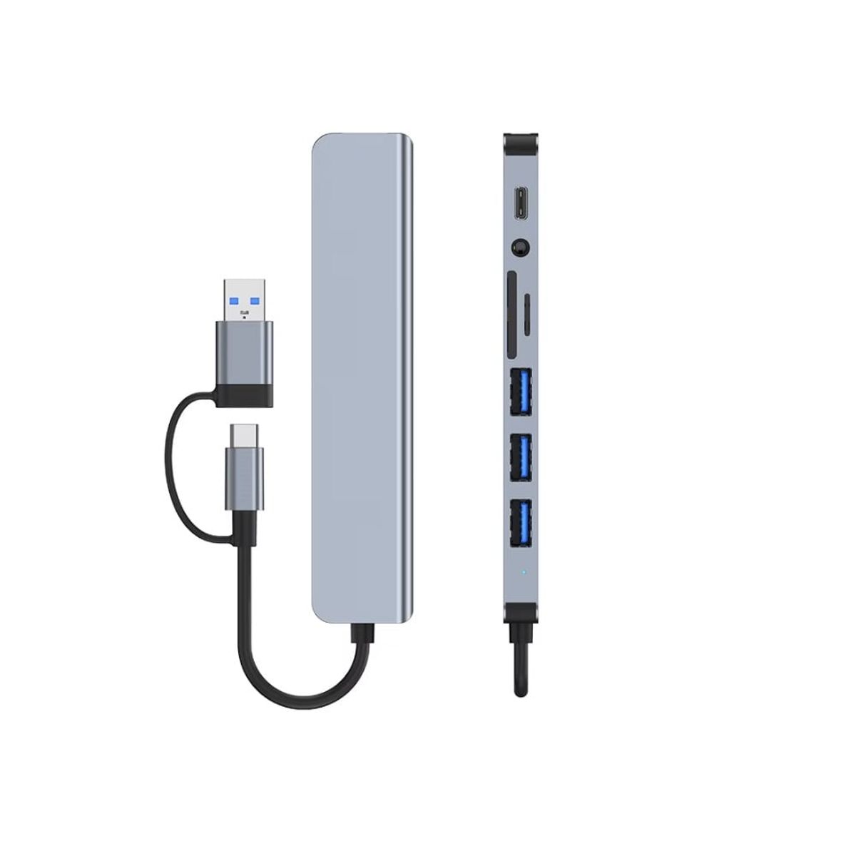 GENERICO - adaptador USB tipo C a 8 en 2 acoplamiento laptop MacBook hub PD SD TF