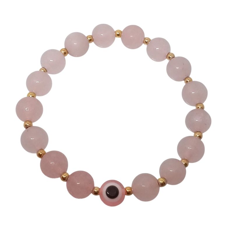 LUCYANA JOYAS Y ACCESORIOS - Pulsera para Mujer con Ojo Turco y Cuarzo Rosa - Joyas Lucyana