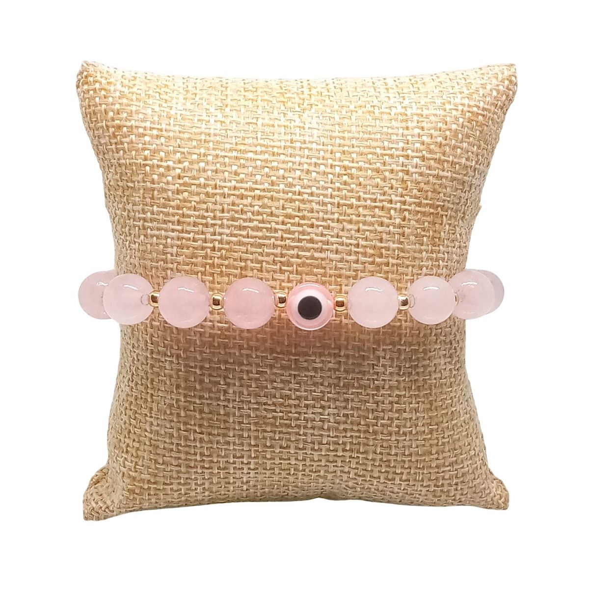 LUCYANA JOYAS Y ACCESORIOS - Pulsera para Mujer con Ojo Turco y Cuarzo Rosa - Joyas Lucyana