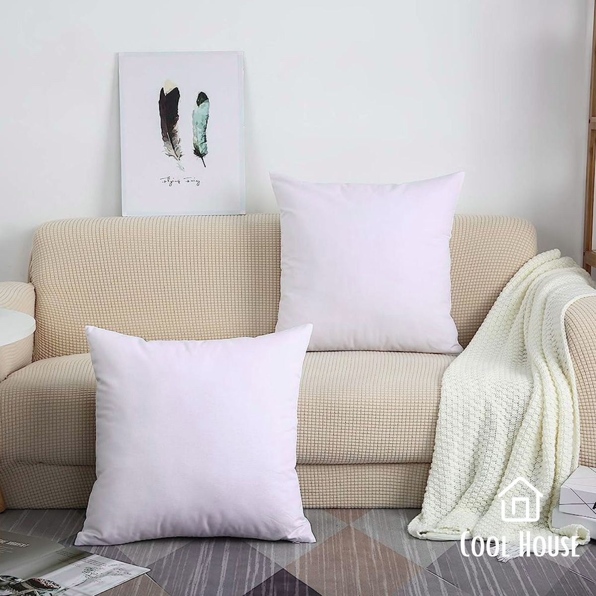 GENERICO - Set de cojines Cool House Olimpia 100% algodón BLANCO 55x55