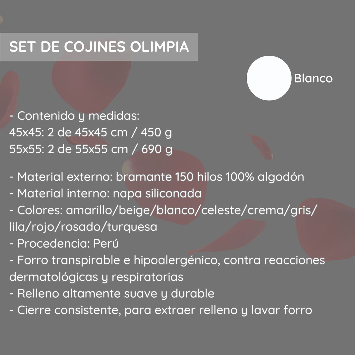 GENERICO - Set de cojines Cool House Olimpia 100% algodón BLANCO 55x55