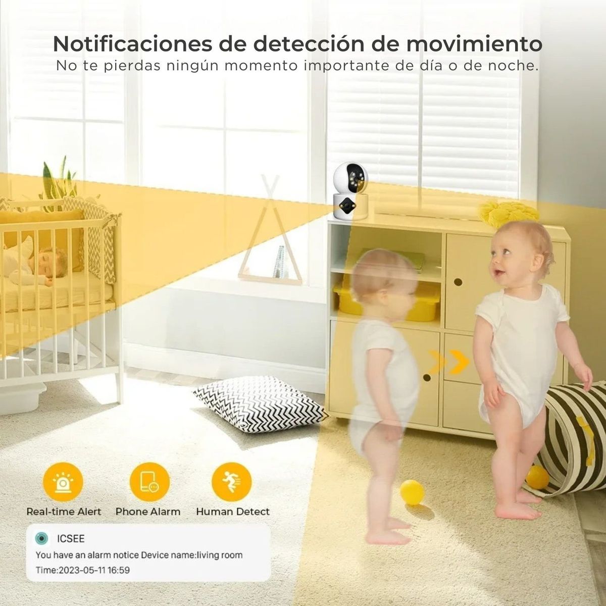 OEM - Camara de Seguridad Doble Lente Conexión WiFi Interior con Alarma