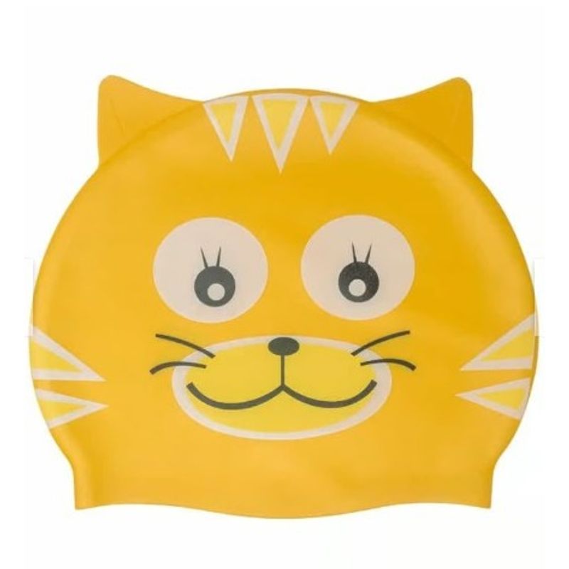 GENERICO - Gorro de Natación para Niños Silicona Modelo gato amarillo