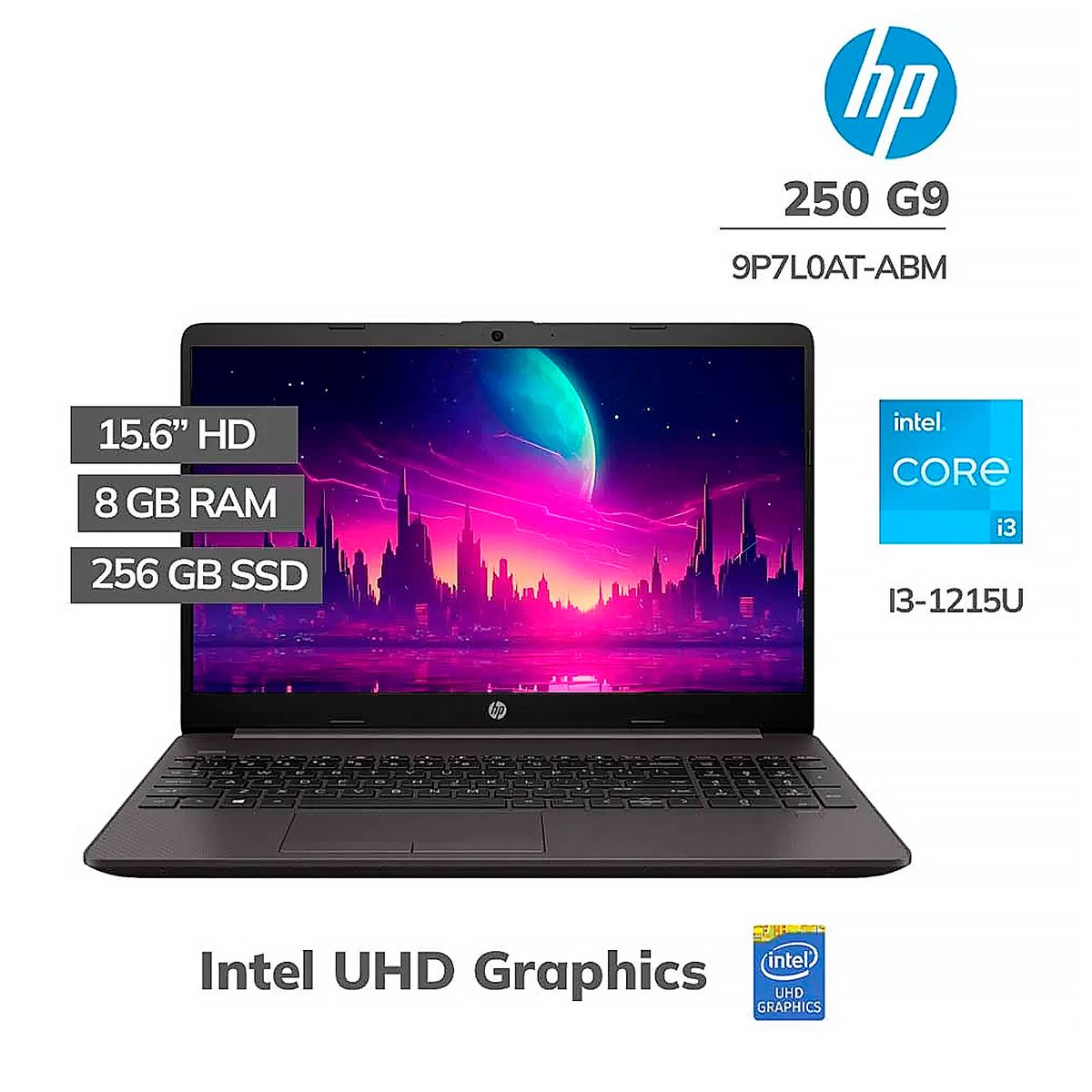 HP - Laptop HP 250 G9 INTEL CORE I3-1215U 4.40GHZ 8GB RAM DDR4 256GB SSD 15.6" HD