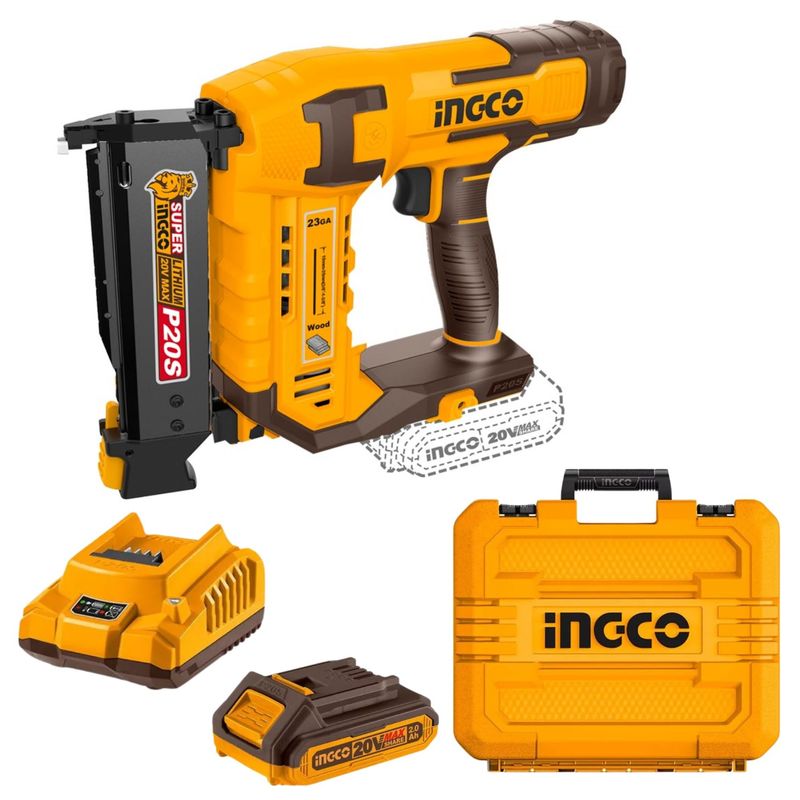 INGCO TOOLS - CLAVADORA INALAMBRICA 20V 35MM BATERIA 2A CARGADOR MALETA