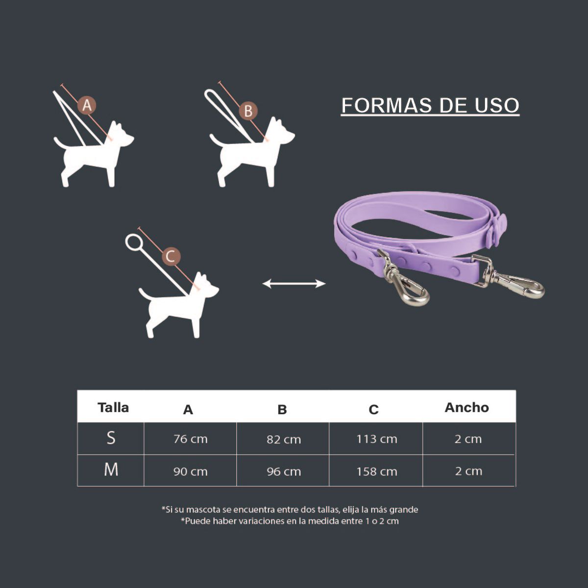 S&T - Correa Para Perros PVC Impermeable Verde - Talla S
