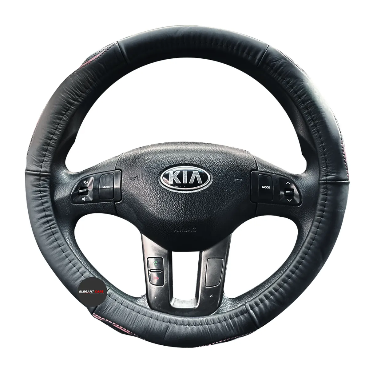 JEF - Forro De Timon Cuero Elegante  Costura Roja