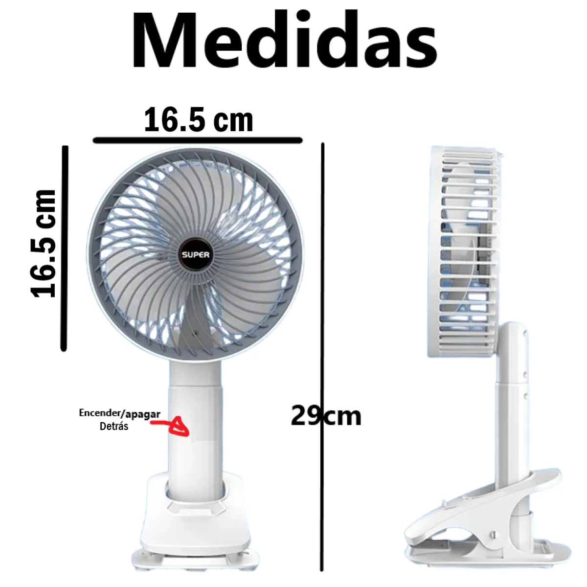 GENERICO - Ventilador portátil de 29cm x 16.5 con  recargable 448