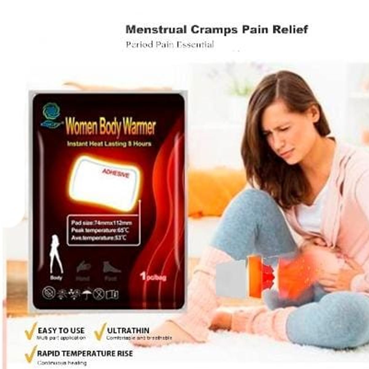 GENERICO - PACK DE 3 PARCHE portátiles para alivian dolor de calambre menstruales