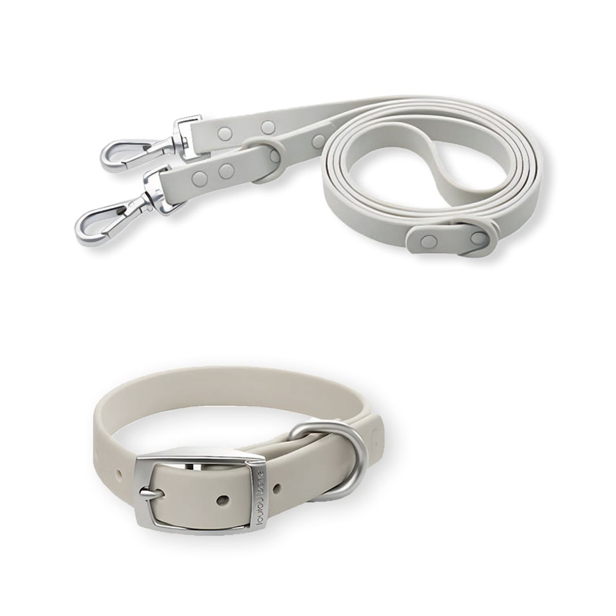 S&T - Correa y Collar PVC Impermeable Para Perros Gris - Talla S