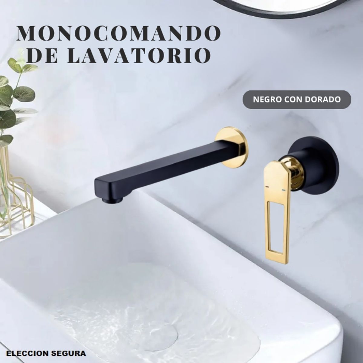 FRATELLI - MEZCLADORA MONOCOMANDO DE LAVATORIO  A LA PARED NEGRO