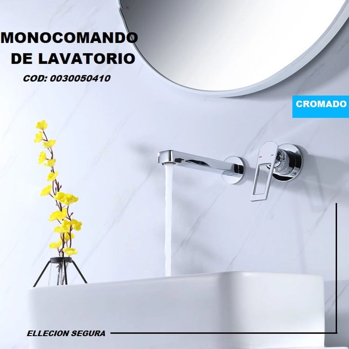 FRATELLI - MEZCLADORA MONOCOMANDO DE LAVATORIO A PARED CROMADO