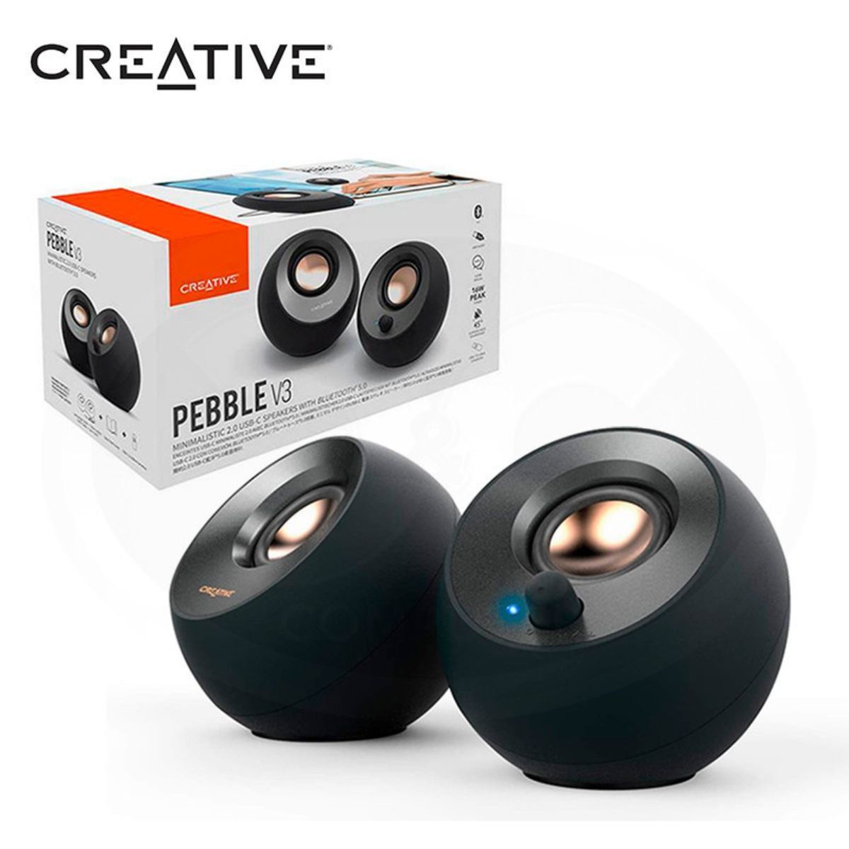 CREATIVE - PARLANTE CREATIVE PEBBLE V3 2.0 8W/16W BT/3.5MM USB-C-POWER/AUDIO