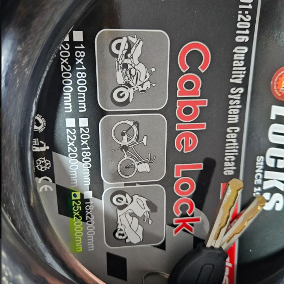 GENERICO - CADENA DE SEGURIDAD PARA MOTOCICLETA REF DE  2.00 mt x 25 mm