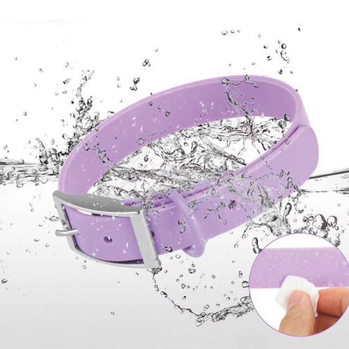 S&T - Collar Para Perros PVC Impermeable Lila - Talla M