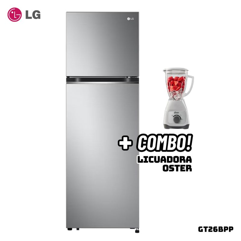 LG - REFRIGERADORA LG 264 L TOP FREEZER PLATEADO - GT26BPP + LICUADORA OSTER BLANCA