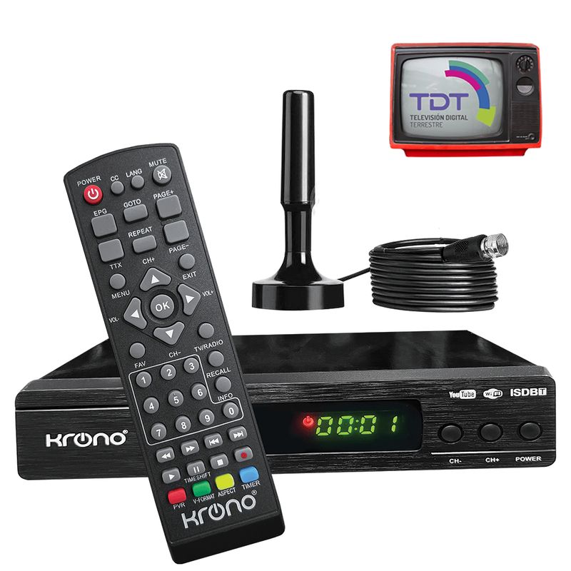 GENERICO - Sintonizador TDT de TV Digital con Antena UHF HDMI y Control Remoto