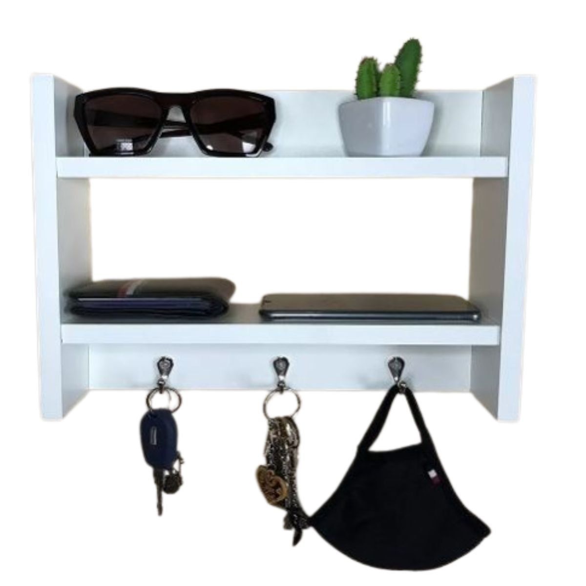 START FG - Repisa Flotante Blanca Con Ganchos Miami