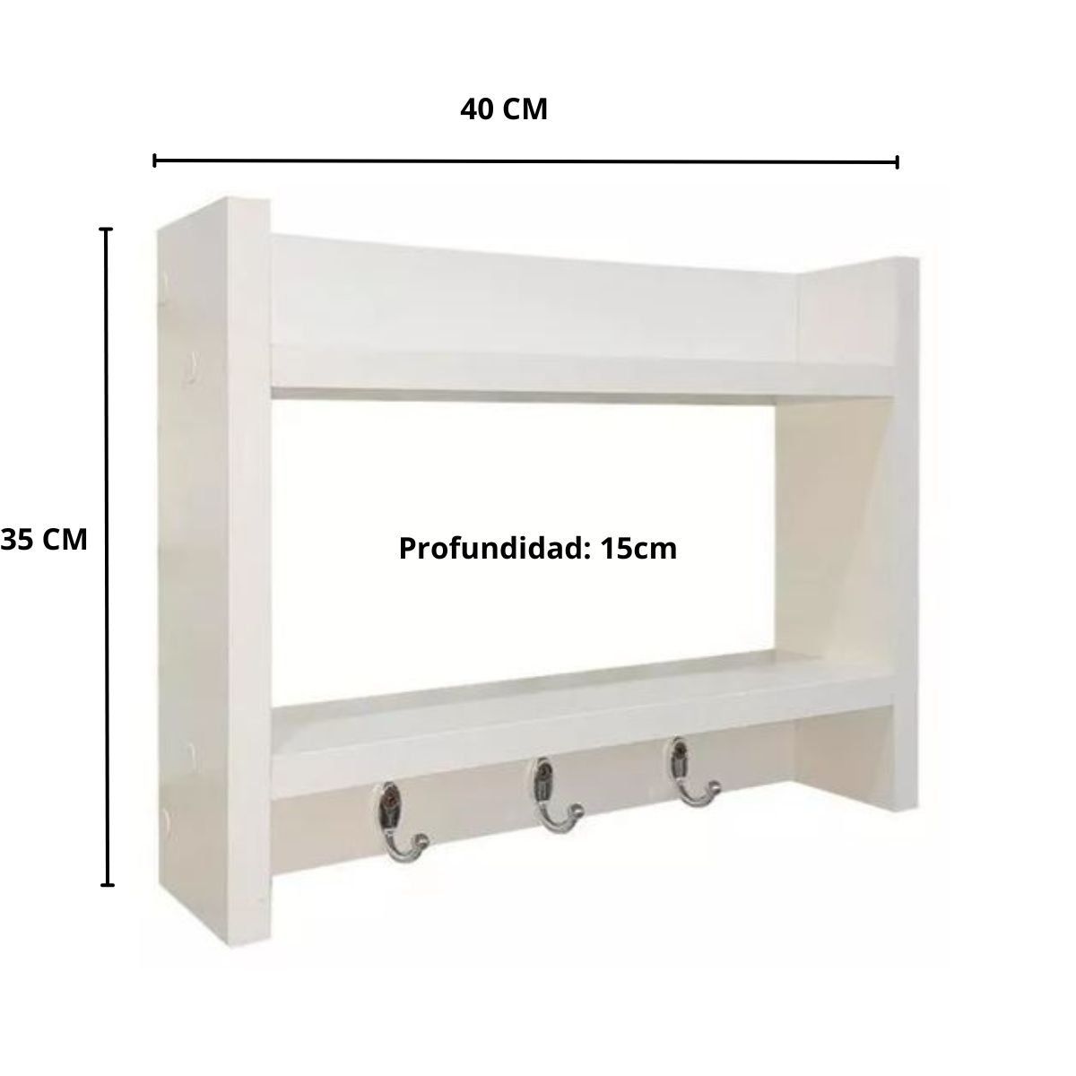 START FG - Repisa Flotante Blanca Con Ganchos Miami