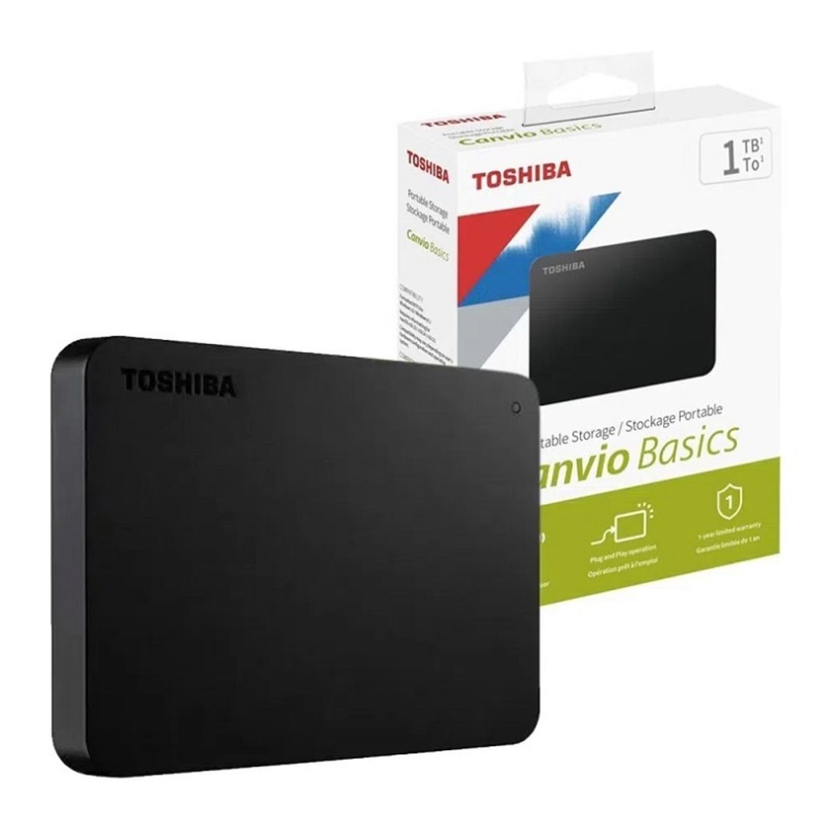 TOSHIBA - Disco duro externo Toshiba Canvio Basics 1 TB, USB 3.0