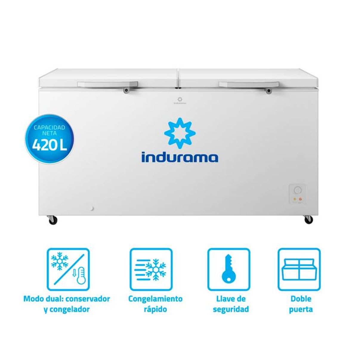 INDURAMA - Congeladora Indurama Defrost 420L CI-420BL Blanco