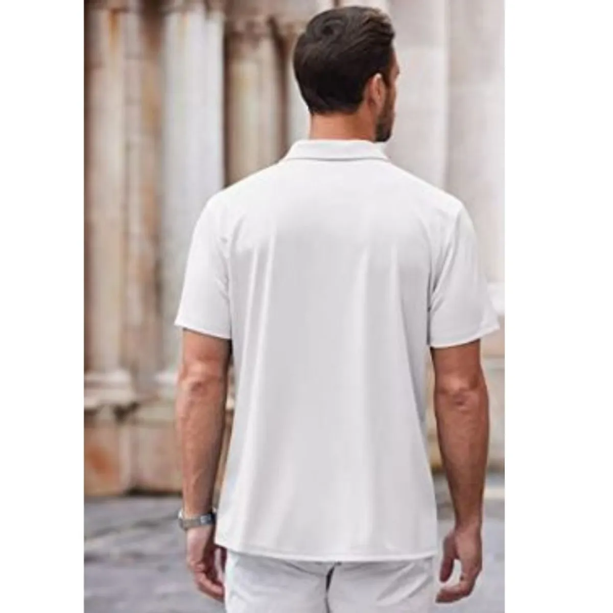 START FG - Camisa de Lino para hombre Blanca Manga corta Talla XL