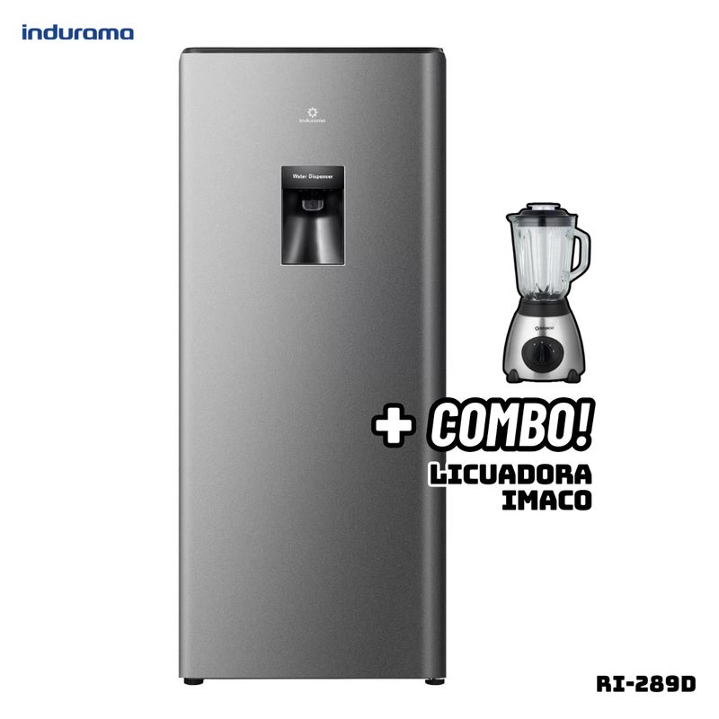 INDURAMA - REFRIGERADORA INDURAMA 177 L CON DISP DE AGUA PLATEADO - RI-289D + LICUADORA IMACO