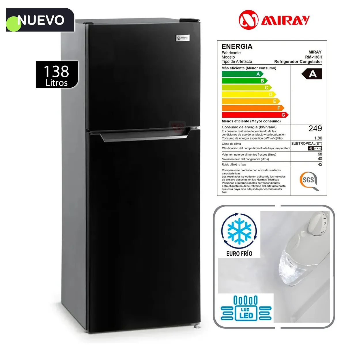 MIRAY - Refrigeradora Miray RM-138H Eurofrío 138L