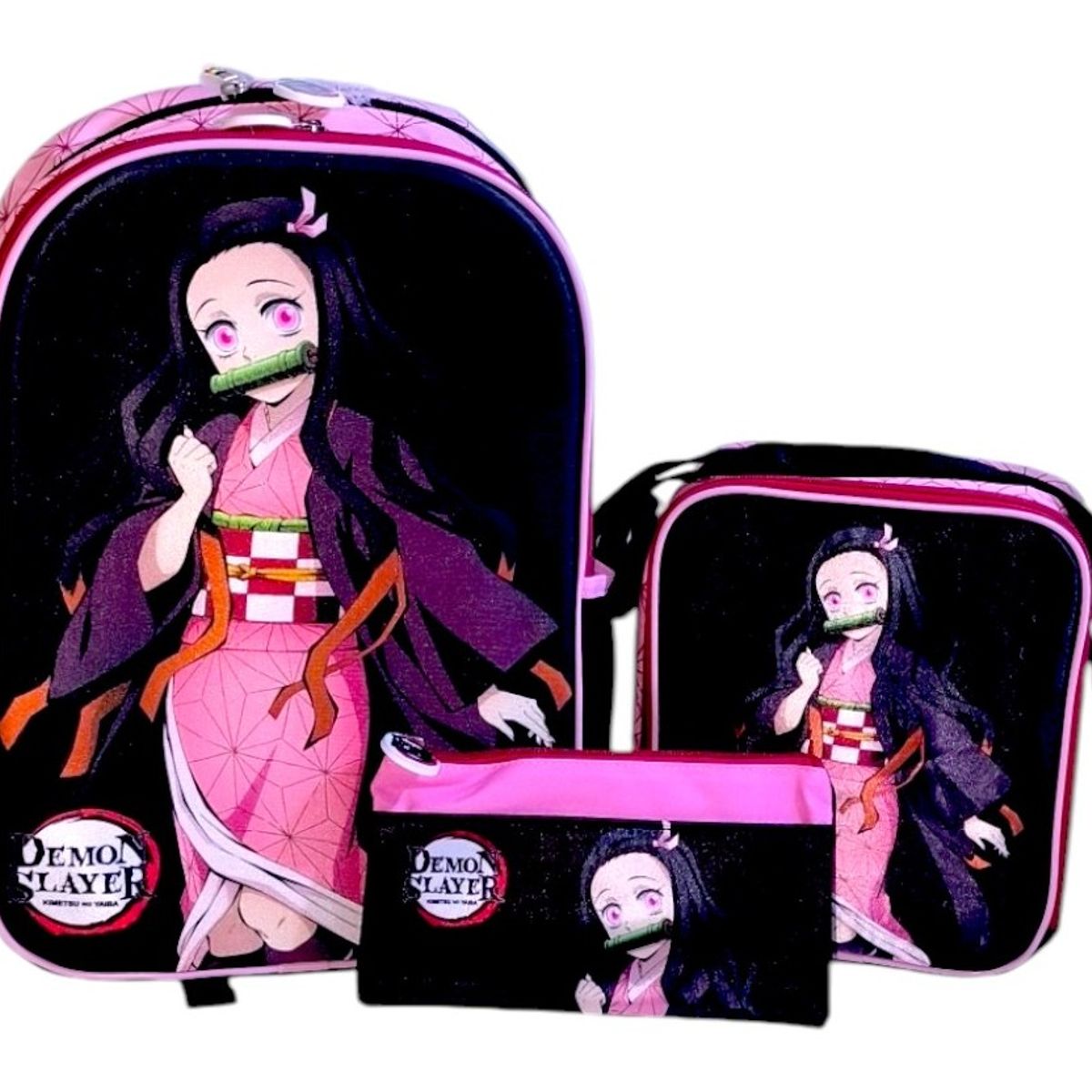 SCOOL - Mochila, lonchera y cartuchera 3 en 1 diseño: Nezuko Kimetsu no yaiba