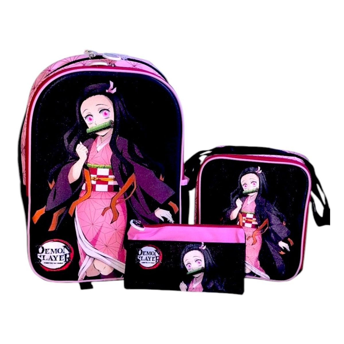 SCOOL - Mochila, lonchera y cartuchera 3 en 1 diseño: Nezuko Kimetsu no yaiba
