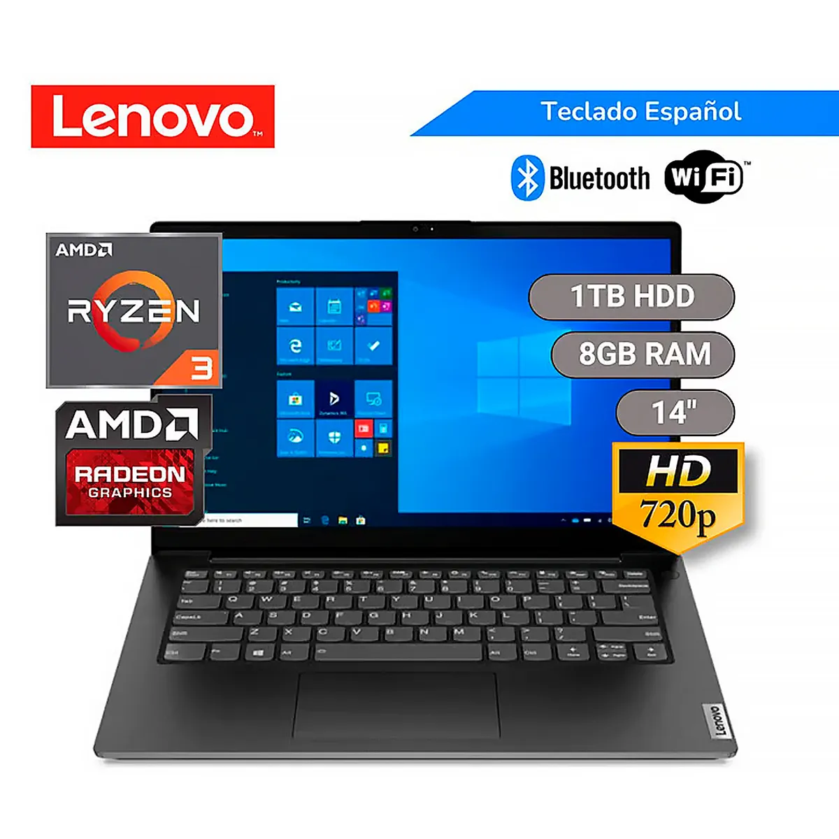 LENOVO - Laptop Lenovo V14 G2 ALC 82KC0080LM AMD Ryzen 3 5300U 8Gb RAM 1TB HDD 14″HD