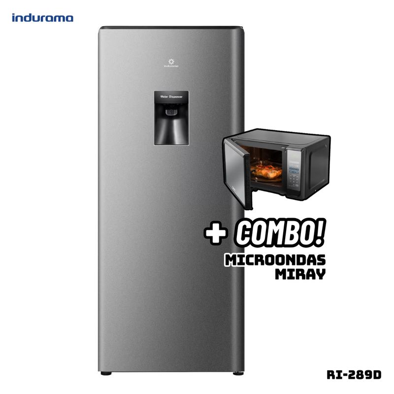 INDURAMA - REFRIGERADORA INDURAMA 177 L CON DISP DE AGUA PLATEADO - RI-289D + MICROONDAS MIRAY HMM-20N