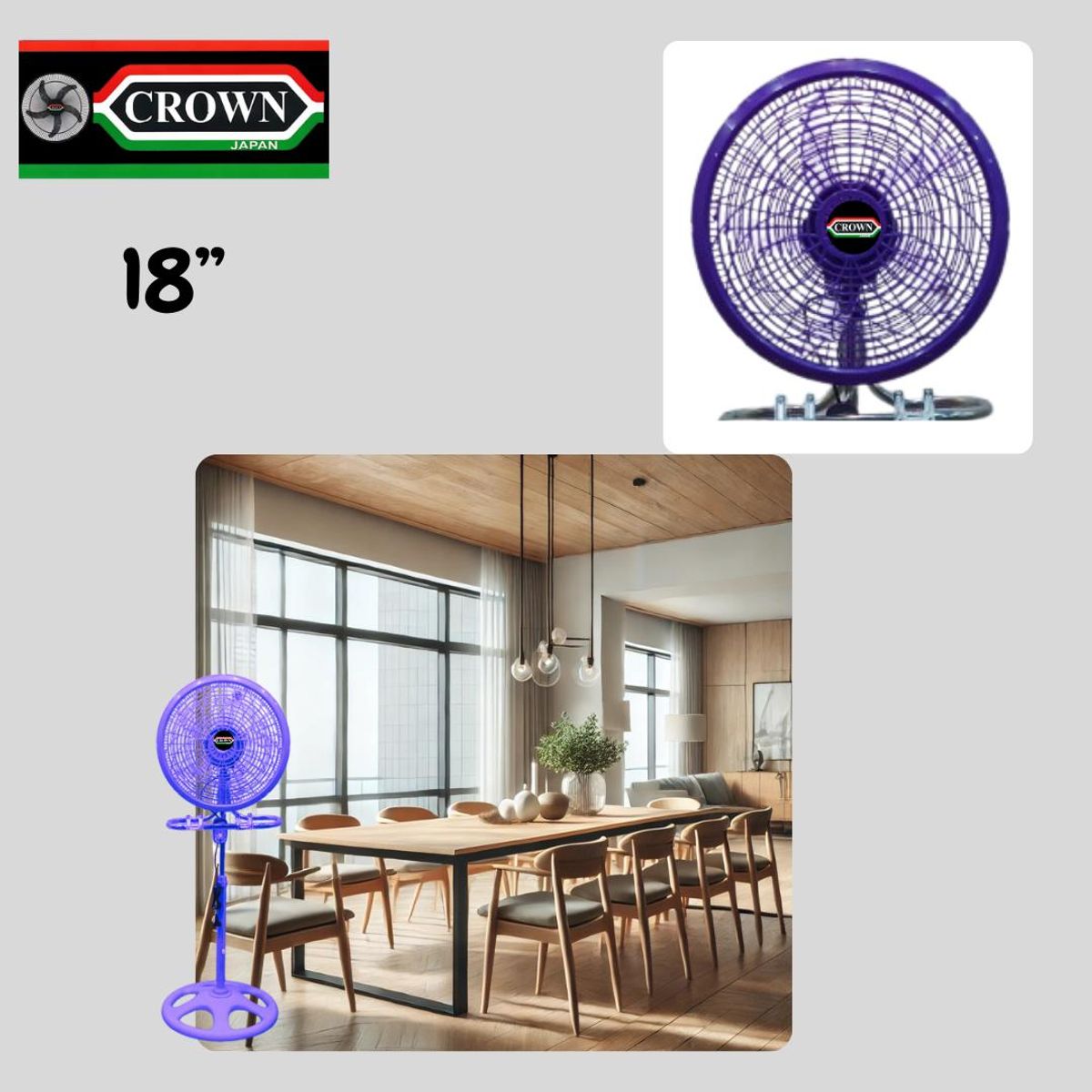 CROWN - Ventilador 3 en 1 Crown 18" Semi-Industrial
