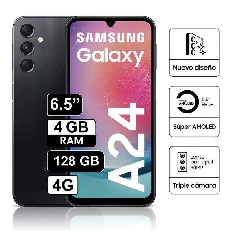 SAMSUNG - Celular Libre Samsung Galaxy A24 128GB 4GB RAM Negro