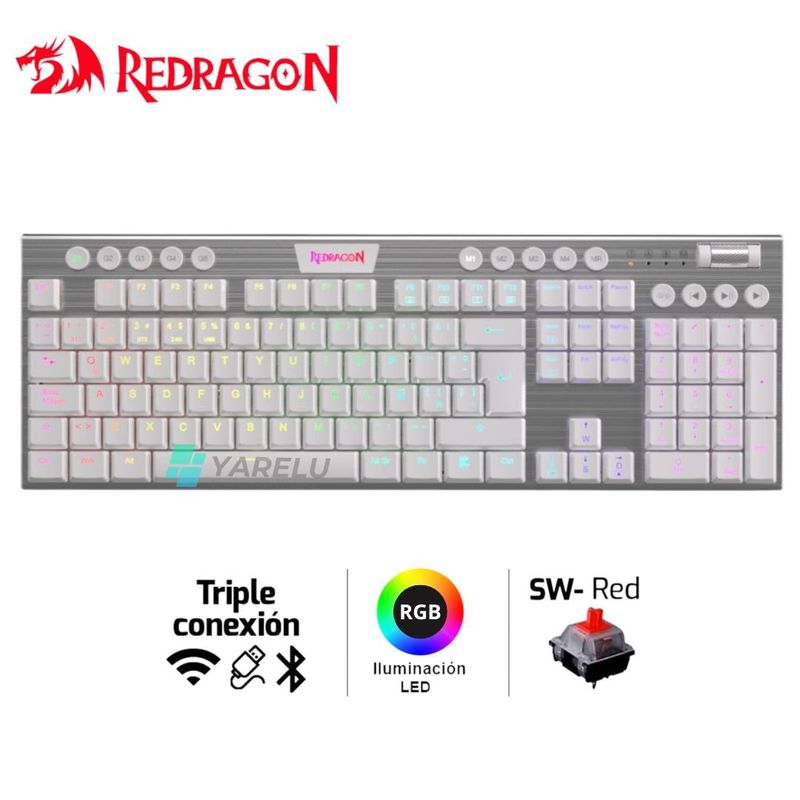 REDRAGON - Teclado Mecánico Redragon HORUS FS K619W-RGB-SP WHITE Cableado