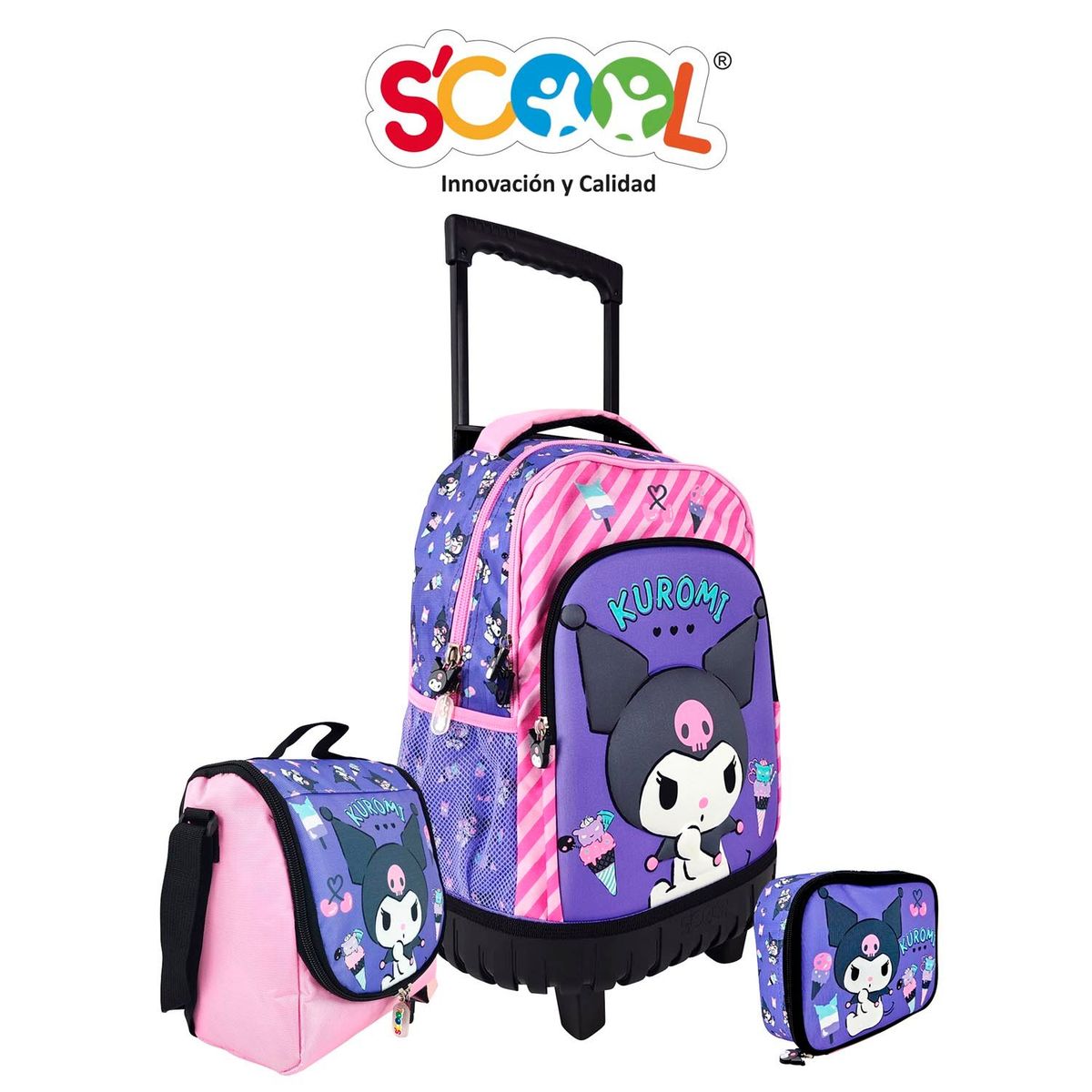 SCOOL - PACK DE MOCHILA  LONCHERA Y CARTUCHERA KUROMI