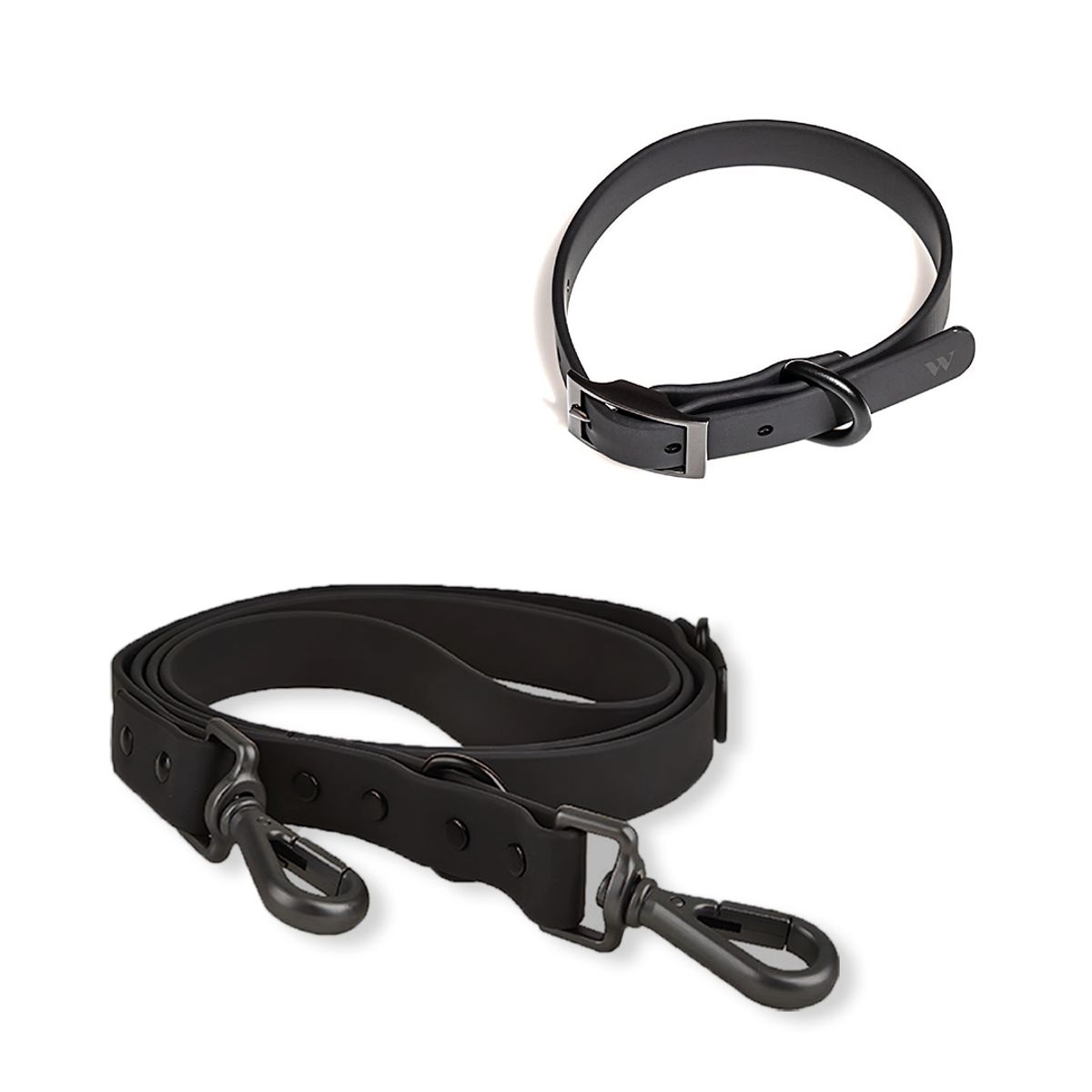 S&T - Correa y Collar PVC Impermeable Para Perros Negro - Talla M