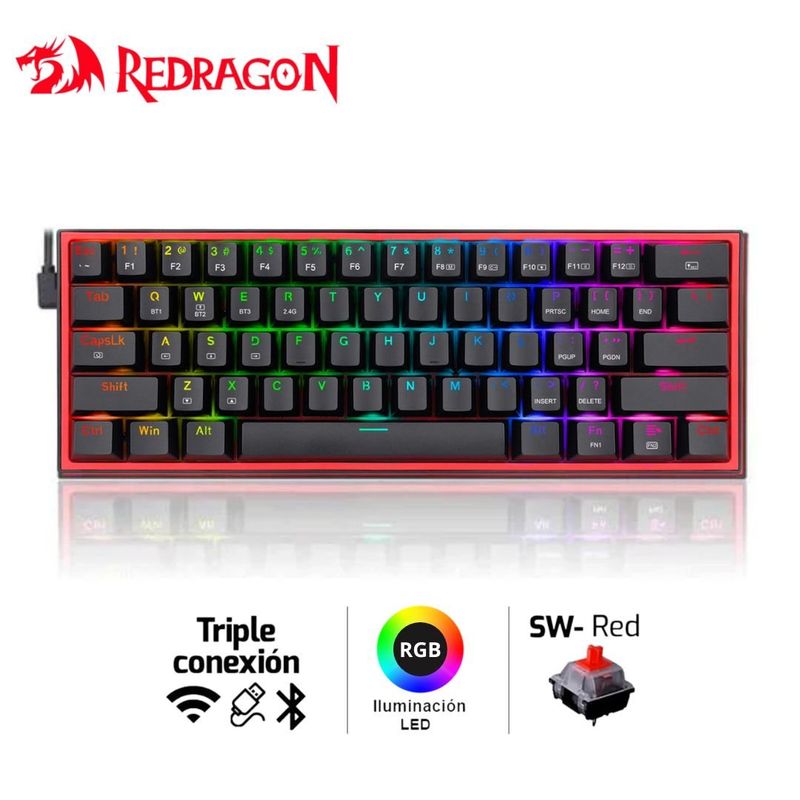 REDRAGON - Teclado Mecánico Redragon FIZZ PRO Wireless Spanish K616-RGB-B BLACK
