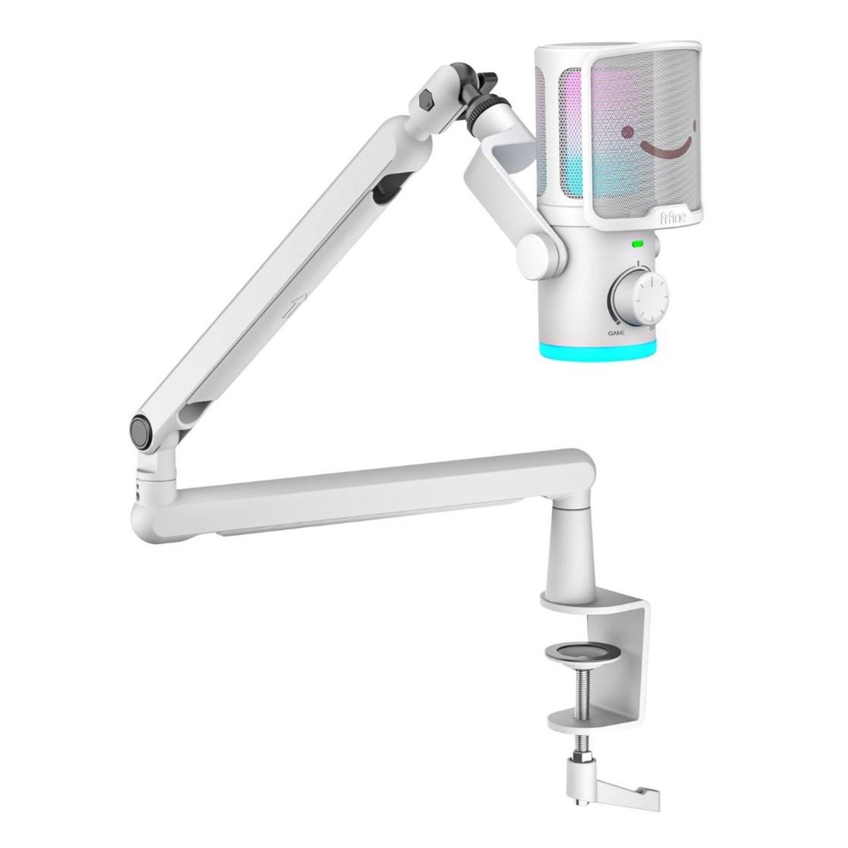 FIFINE - Fifine - Micrófono Ampligame TAM6 RGB USB Incluye Brazo - White