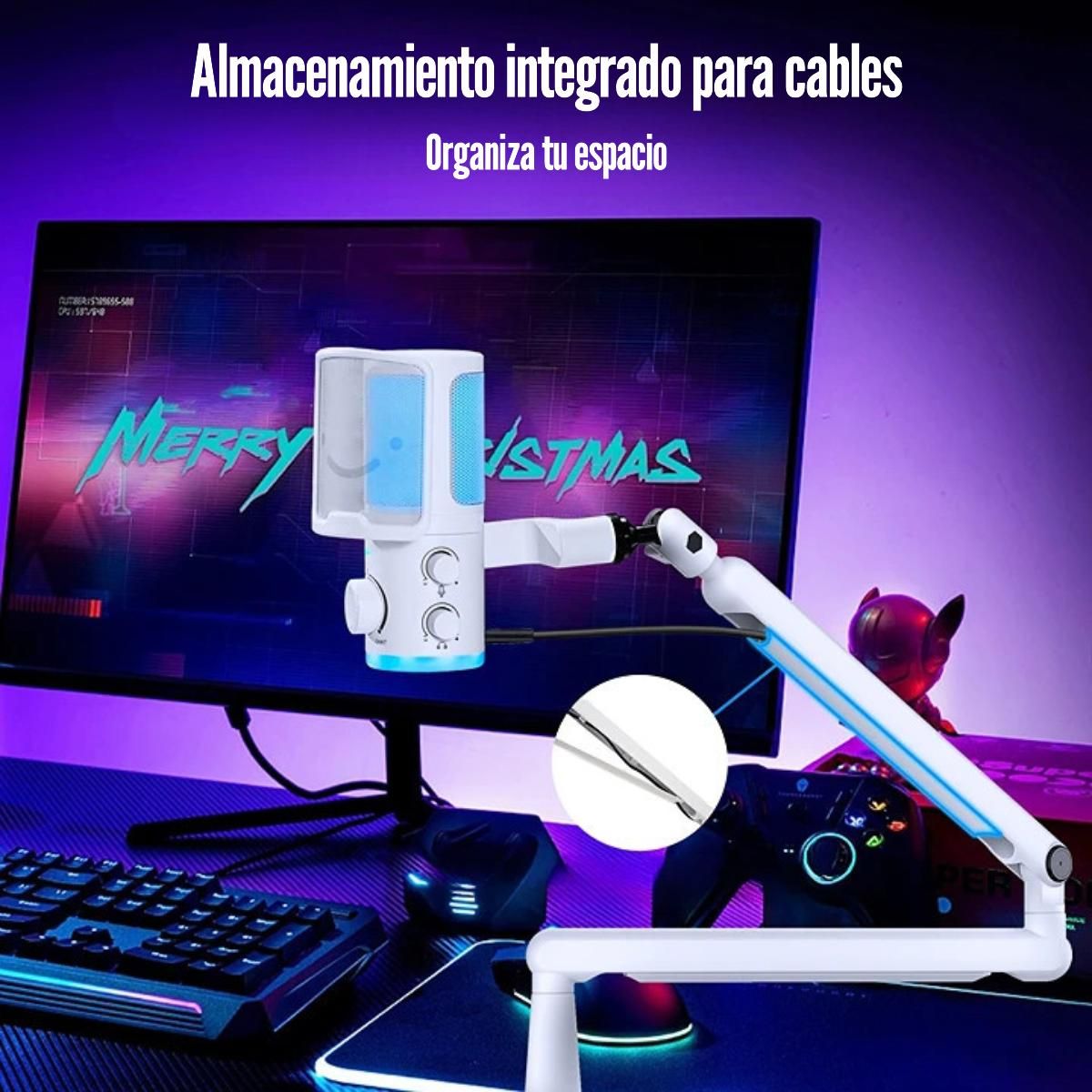 FIFINE - Fifine - Micrófono Ampligame TAM6 RGB USB Incluye Brazo - White