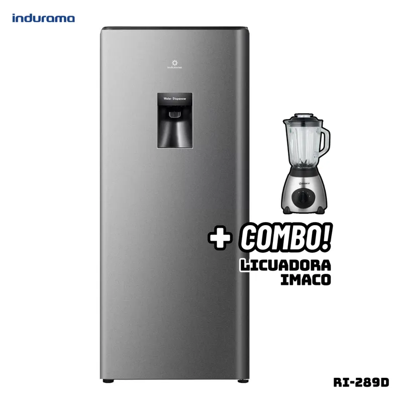 INDURAMA - REFRIGERADORA INDURAMA 177 L CON DISP DE AGUA PLATEADO - RI-289D + LICUADORA IMACO