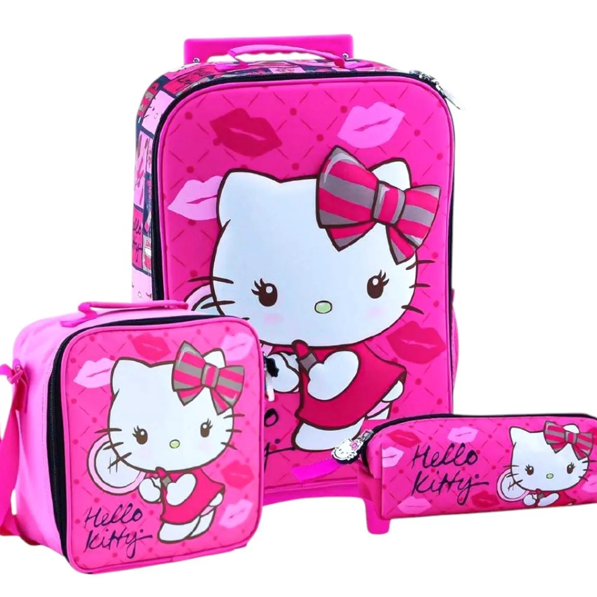 SCOOL - Mochila, lonchera y cartuchera Set 3 en 1 diseño: Hello Kitty