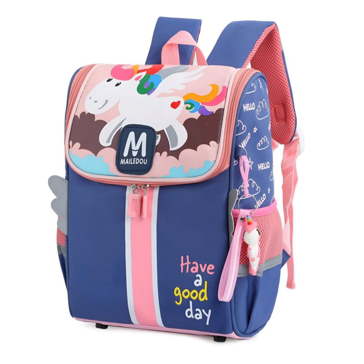 GENERICO - Mochila escolar Kawai juvenil con llavero