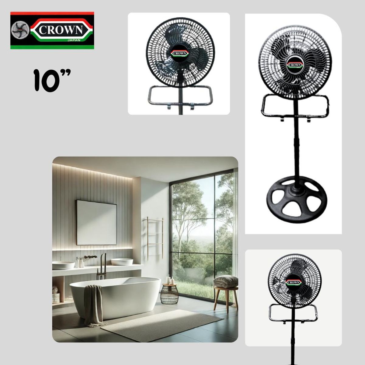 CROWN - Ventilador 3 en 1 Crown 10"