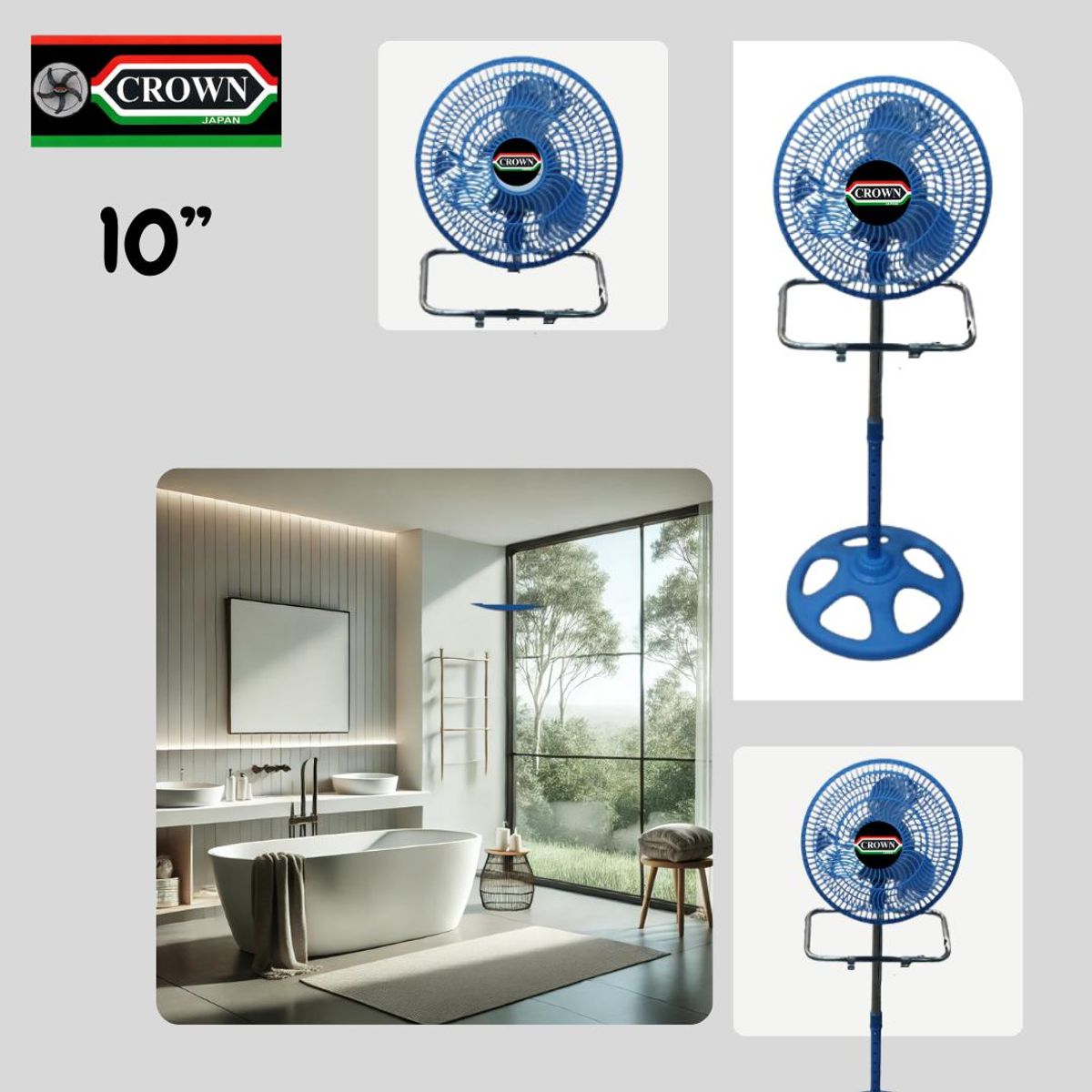 CROWN - Ventilador 3 en 1 Crown 10"