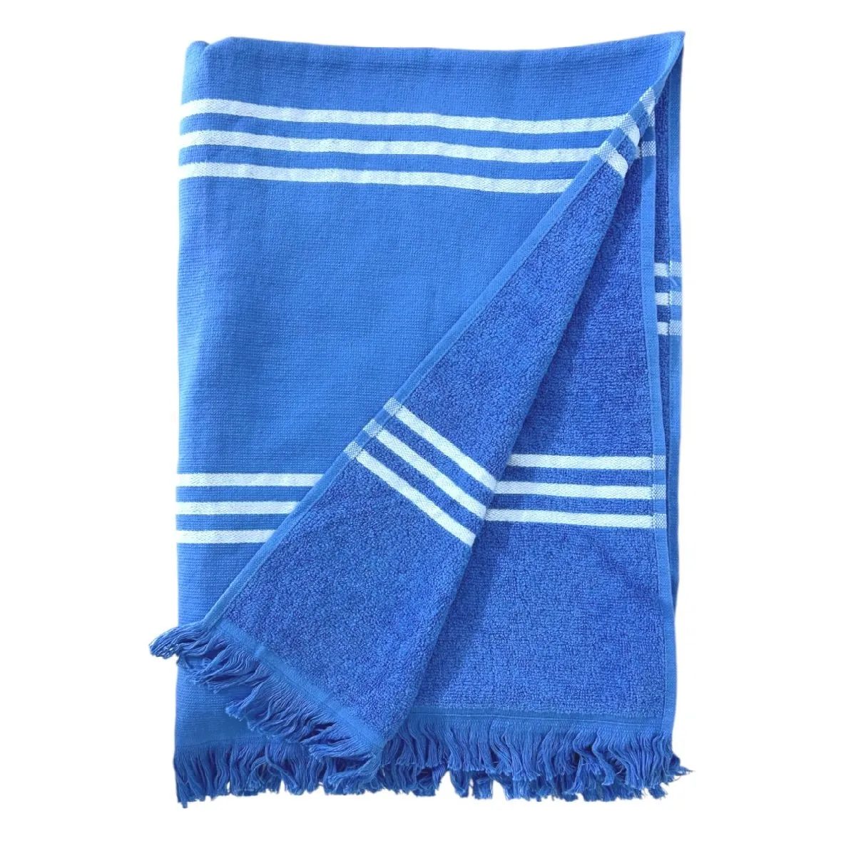 MAGE DISTRIBUTION - Toalla de Playa Turca Azúl Cielo con Líneas Blancas 90cm x 180cm